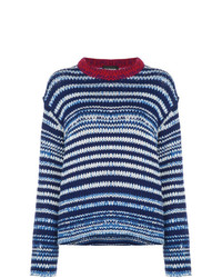 Maglione girocollo a righe orizzontali blu scuro di Calvin Klein 205W39nyc