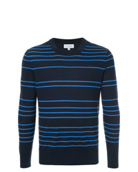 Maglione girocollo a righe orizzontali blu scuro di CK Calvin Klein