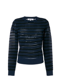 Maglione girocollo a righe orizzontali blu scuro di Dvf Diane Von Furstenberg