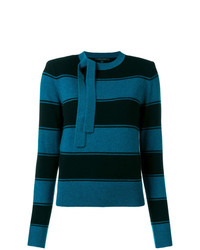 Maglione girocollo a righe orizzontali blu scuro di Marc Jacobs