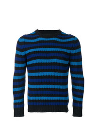 Maglione girocollo a righe orizzontali blu scuro di Mp Massimo Piombo