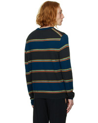 Maglione girocollo a righe orizzontali blu scuro di Paul Smith