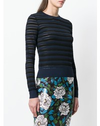 Maglione girocollo a righe orizzontali blu scuro di Dvf Diane Von Furstenberg