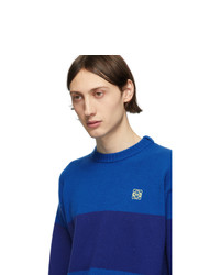 Maglione girocollo a righe orizzontali blu di Loewe