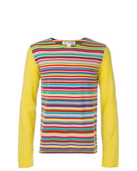 Maglione girocollo a righe orizzontali giallo di Comme Des Garçons Shirt Boys