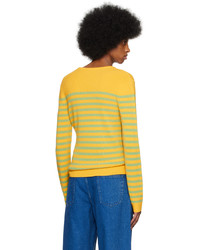 Maglione girocollo a righe orizzontali giallo di JW Anderson