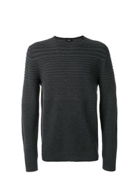 Maglione girocollo a righe orizzontali grigio scuro di Calvin Klein