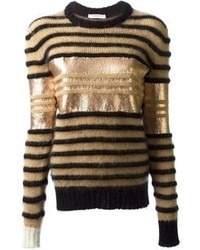 Maglione girocollo a righe orizzontali marrone chiaro di Givenchy