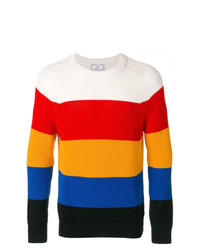Maglione girocollo a righe orizzontali multicolore di AMI Alexandre Mattiussi