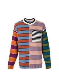 Maglione girocollo a righe orizzontali multicolore di Andrea Pompilio