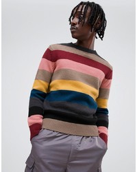 Maglione girocollo a righe orizzontali multicolore di Antony Morato