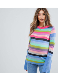 Maglione girocollo a righe orizzontali multicolore di Asos