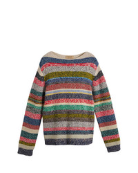 Maglione girocollo a righe orizzontali multicolore di Burberry