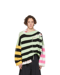 Maglione girocollo a righe orizzontali multicolore di Charles Jeffrey Loverboy