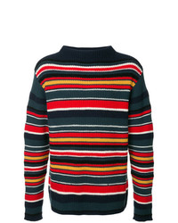 Maglione girocollo a righe orizzontali multicolore di Coohem