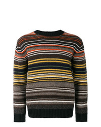 Maglione girocollo a righe orizzontali multicolore di Junya Watanabe MAN