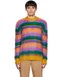 Maglione girocollo a righe orizzontali multicolore di Marni