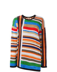 Maglione girocollo a righe orizzontali multicolore di N°21