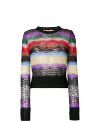 Maglione girocollo a righe orizzontali multicolore di N°21