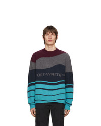 Maglione girocollo a righe orizzontali multicolore di Off-White