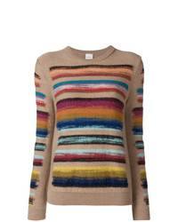 Maglione girocollo a righe orizzontali multicolore di Paul Smith Black Label