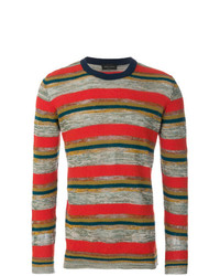 Maglione girocollo a righe orizzontali multicolore di Roberto Collina