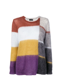 Maglione girocollo a righe orizzontali multicolore di Roberto Collina