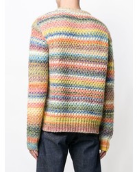 Maglione girocollo a righe orizzontali multicolore di Paura
