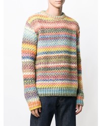 Maglione girocollo a righe orizzontali multicolore di Paura