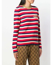 Maglione girocollo a righe orizzontali multicolore di Gucci