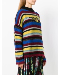 Maglione girocollo a righe orizzontali multicolore di Kenzo