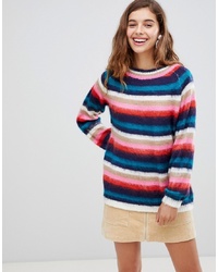 Maglione girocollo a righe orizzontali multicolore di Willow and Paige