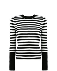 Maglione girocollo a righe orizzontali nero e bianco di ATM Anthony Thomas Melillo