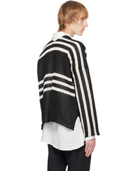 Maglione girocollo a righe orizzontali nero e bianco di Sulvam