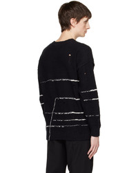 Maglione girocollo a righe orizzontali nero e bianco di Isabel Benenato