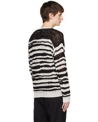 Maglione girocollo a righe orizzontali nero e bianco di Isabel Benenato