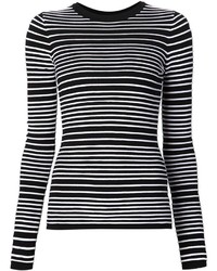 Maglione girocollo a righe orizzontali nero e bianco di Dion Lee