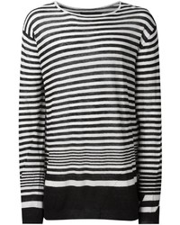 Maglione girocollo a righe orizzontali nero e bianco di Haider Ackermann