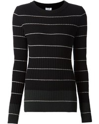 Maglione girocollo a righe orizzontali nero e bianco di Maiyet