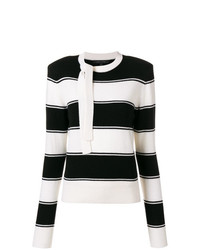 Maglione girocollo a righe orizzontali nero e bianco di Marc Jacobs
