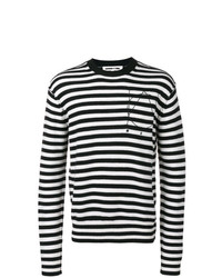 Maglione girocollo a righe orizzontali nero e bianco di McQ Alexander McQueen