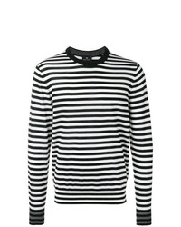Maglione girocollo a righe orizzontali nero e bianco di Ps By Paul Smith