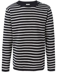 Maglione girocollo a righe orizzontali nero e bianco di S.N.S. Herning