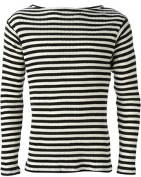 Maglione girocollo a righe orizzontali nero e bianco di Saint Laurent