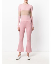 Maglione girocollo a righe orizzontali rosa di Cashmere In Love