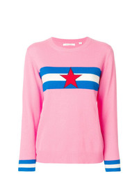 Maglione girocollo a righe orizzontali rosa di Chinti & Parker