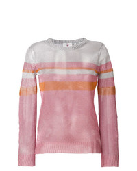 Maglione girocollo a righe orizzontali rosa di Rossignol