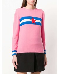 Maglione girocollo a righe orizzontali rosa di Chinti & Parker