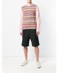 Maglione girocollo a righe orizzontali rosa di Comme Des Garçons Shirt Boys