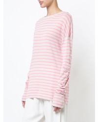 Maglione girocollo a righe orizzontali rosa di Barrie